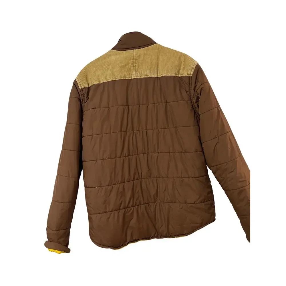 prAna Waylen Mens XL Puffer Jacket Quilted Corduroy Yoke Sherpa Collar Brown